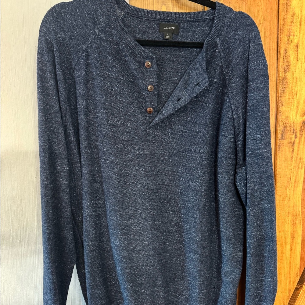 J. Crew Men's Navy Henley Sweater